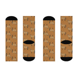 Horse Pattern Cushioned Crew Socks – Brown Equestrian Comfort Socks