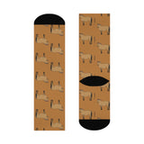 Horse Pattern Cushioned Crew Socks – Brown Equestrian Comfort Socks
