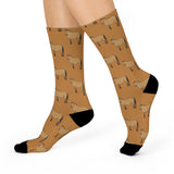 Horse Pattern Cushioned Crew Socks – Brown Equestrian Comfort Socks