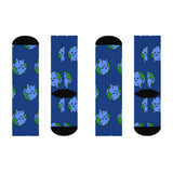 Earth Emoji Crew Socks — Cute Blue Planet Pattern Cushioned Socks