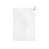 EP Golf & Studios Logo Golf Towel — White Microfiber Towel with Grommet & Hook