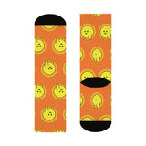 Cute Yellow Chick Pattern Cushioned Crew Socks — Fun Spring Easter Novelty Socks