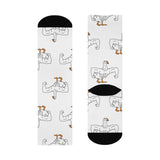 Goose Pattern Cushioned Crew Socks — Funny White Goose Print Crew Socks