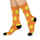 Cute Yellow Chick Pattern Cushioned Crew Socks — Fun Spring Easter Novelty Socks